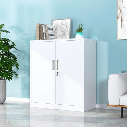 Armoire de rangement métallique verrouillable à 2 portes avec étagères réglables