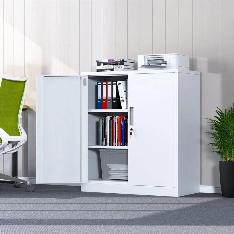 Armoire de rangement métallique verrouillable à 2 portes avec étagères réglables