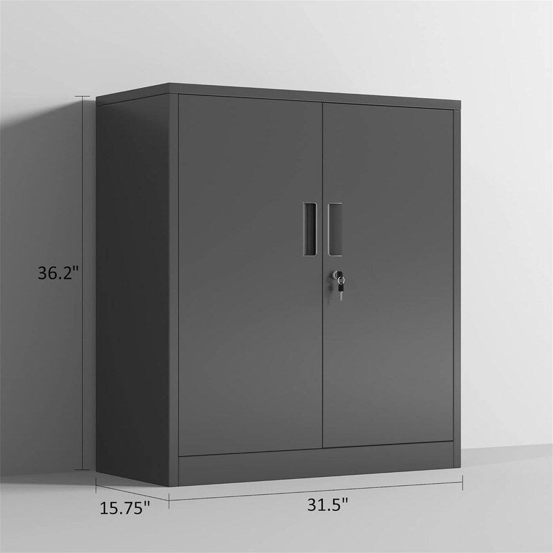 Armoire de rangement métallique verrouillable à 2 portes avec étagères réglables