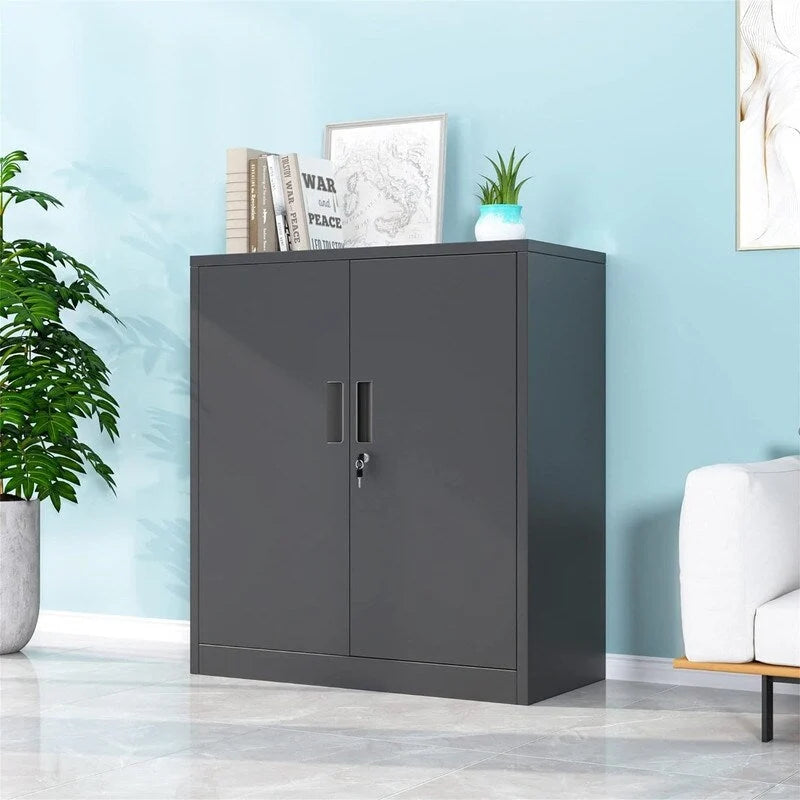 Armoire de rangement métallique verrouillable à 2 portes avec étagères réglables