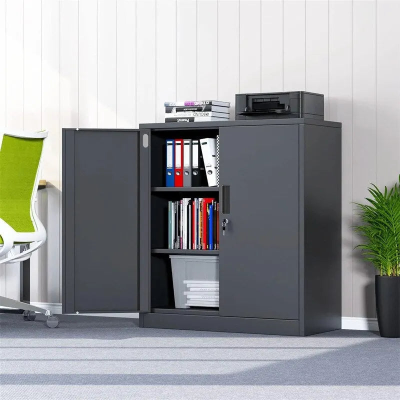 Armoire de rangement métallique verrouillable à 2 portes avec étagères réglables
