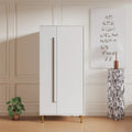 Meuble de rangement 2 portes avec pieds dorés et casiers ouverts