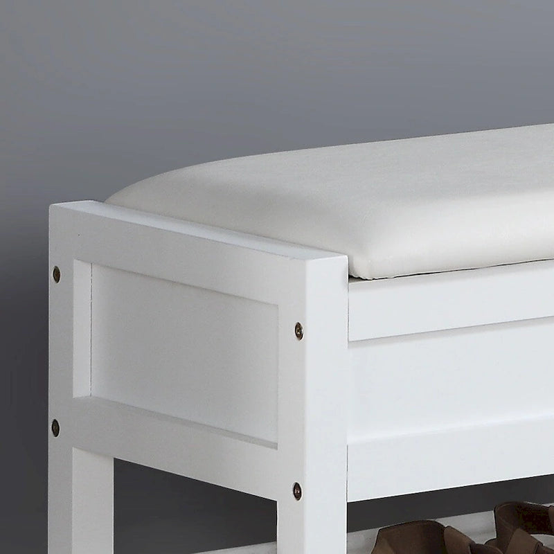 Banc de rangement en similicuir avec assise relevable et étagère à chaussures à lattes