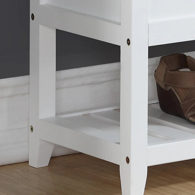 Banc de rangement en similicuir avec assise relevable et étagère à chaussures à lattes