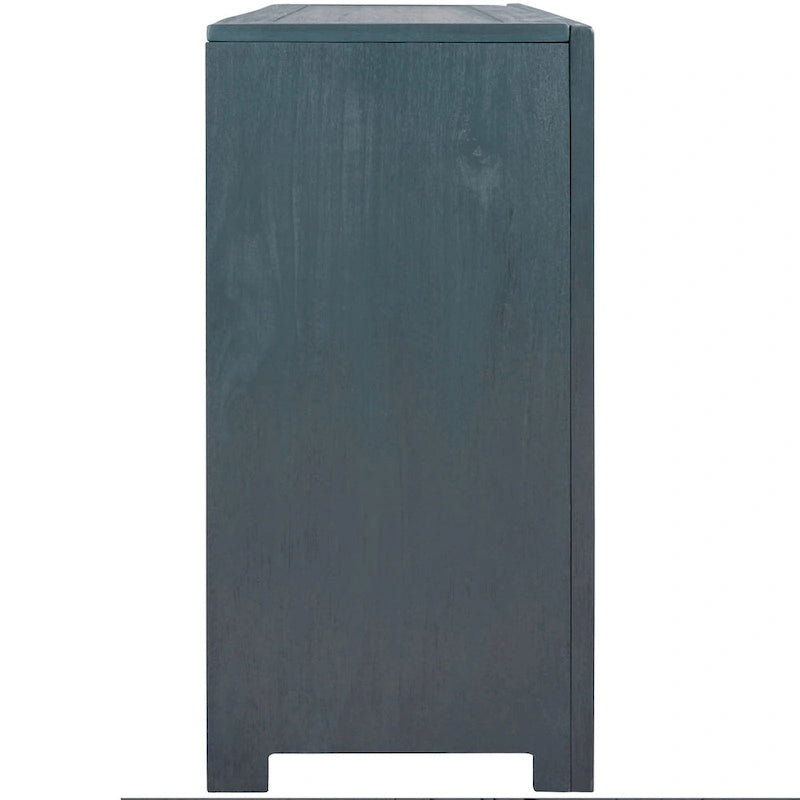 Meuble d'appoint 2 portes avec panneaux à chevrons et étagères réglables — Bleu antique
