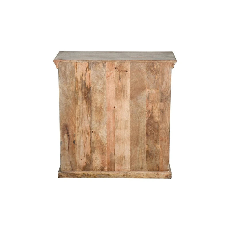 Meuble d'appoint 2 portes en bois massif fait main – Finition rustique blanchie