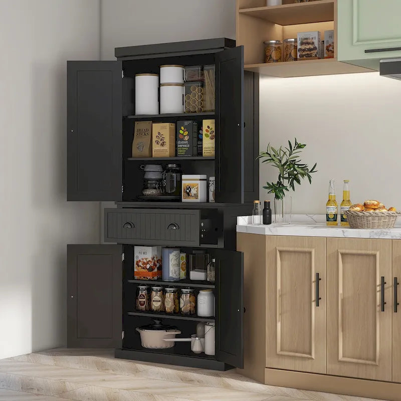 Armoire de rangement de ferme de 72 po de haut avec tiroir, portes et étagères réglables