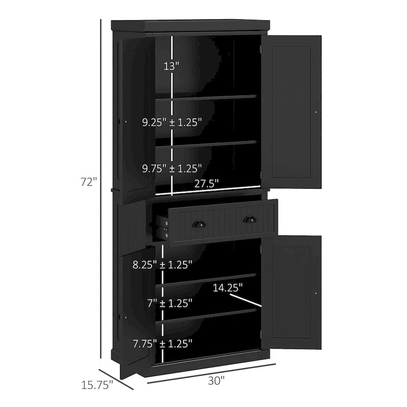 Armoire de rangement de ferme de 72 po de haut avec tiroir, portes et étagères réglables