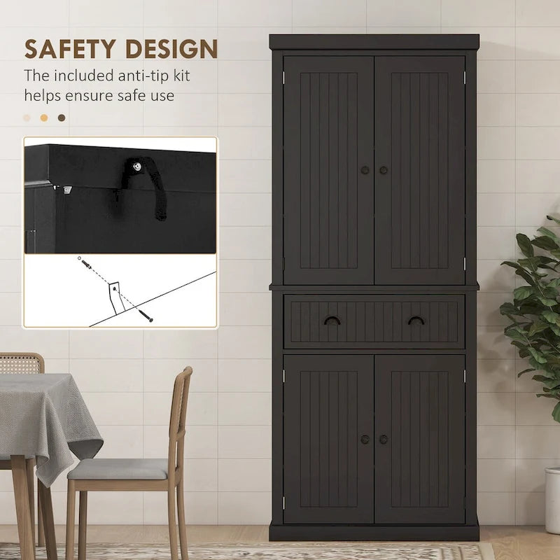 Armoire de rangement de ferme de 72 po de haut avec tiroir, portes et étagères réglables