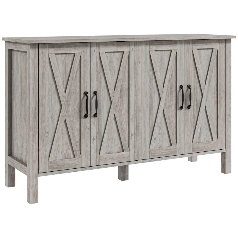 Bahut de ferme 47" avec 4 portes de grange et étagères réglables