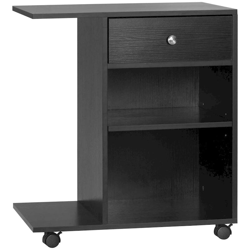 Meuble d'imprimante roulant et table d'appoint avec tiroir, étagère réglable et roulettes verrouillables