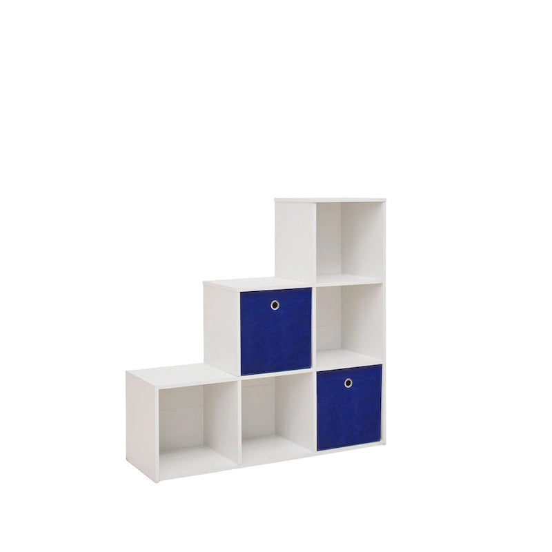 Organisateur de rangement 6 cases avec 2 paniers de rangement en tissu