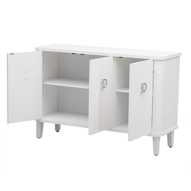 Buffet cannelé à 3 portes avec cadre en placage de bois massif