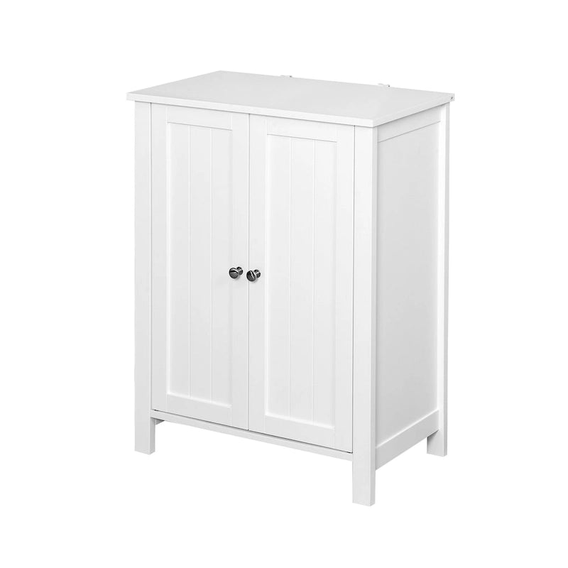 Meuble de rangement bas à deux portes avec étagères réglables – Blanc