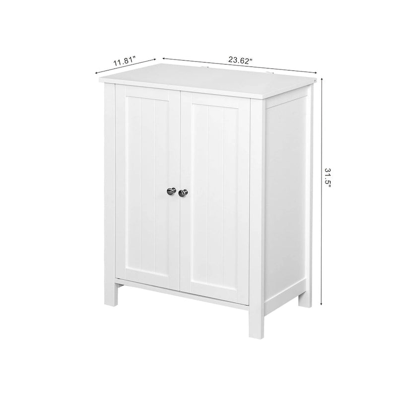 Meuble de rangement bas à deux portes avec étagères réglables – Blanc