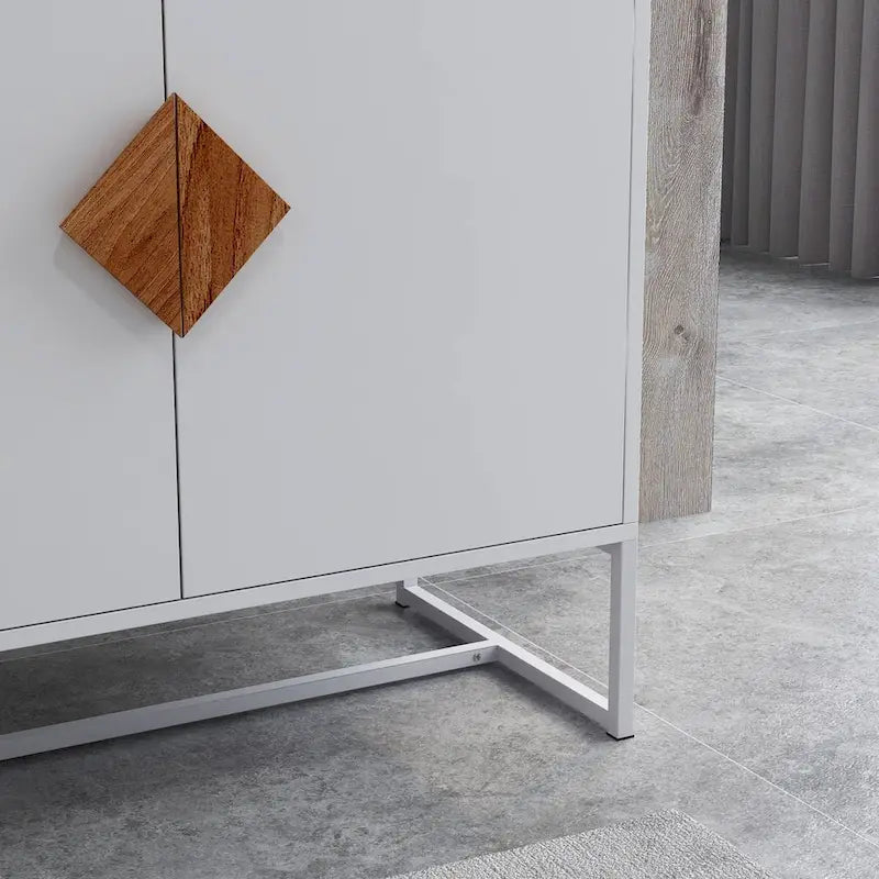 Buffet 2 portes avec poignées carrées et étagère intérieure
