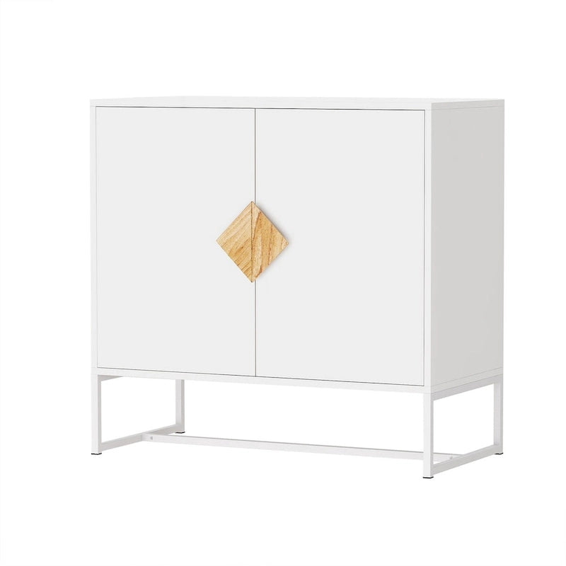 Buffet 2 portes avec poignées carrées et étagère intérieure